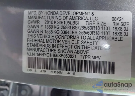 2025 Honda Pilot Trailsport z USA, uszkodzony, nr VIN 5FNYG1H66SB060821